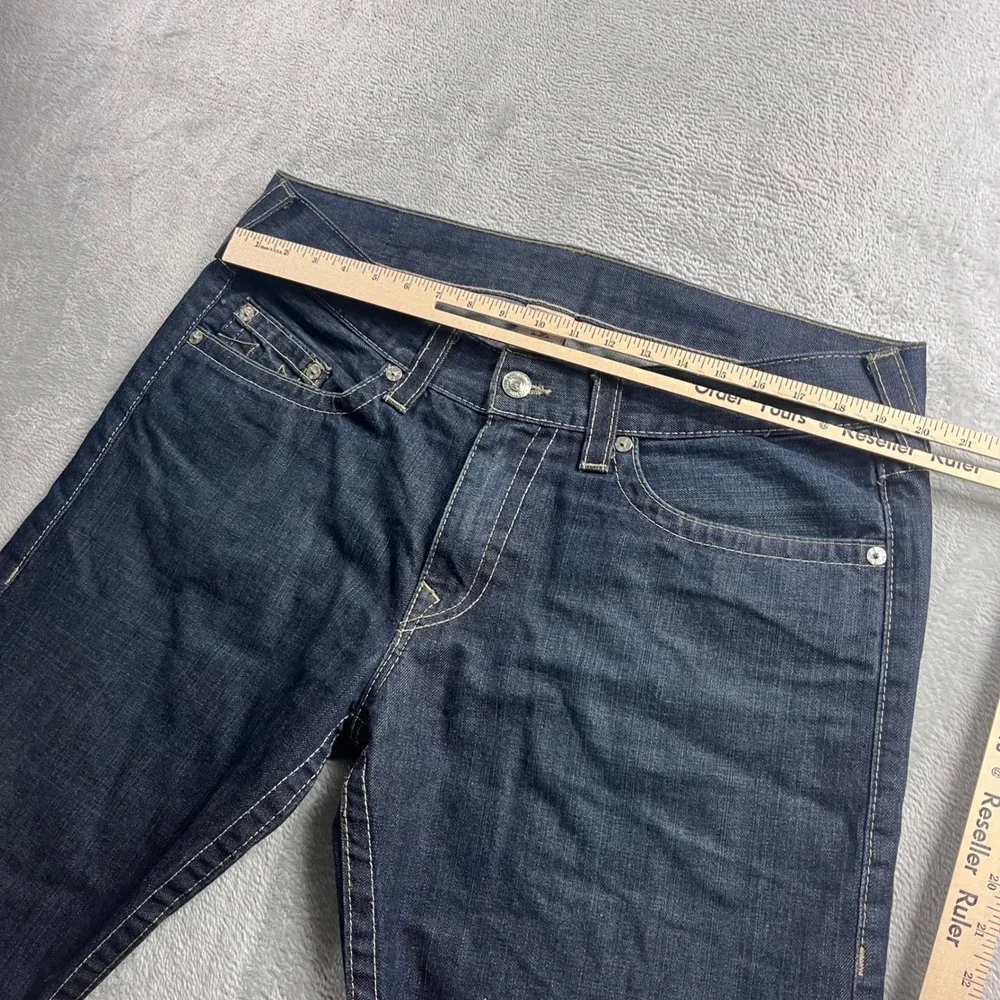 True Religion Men Dark Wash Cut Off Denim Shorts Straight Fit Size 38 M4E800FPZW